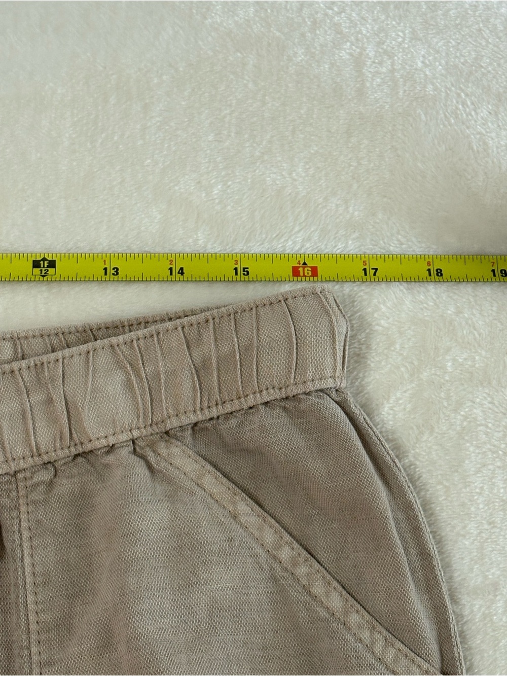 NWT C & C California Tan Linen Blend Crop Pants Size L Pull on Elastic Waist - Picture 9 of 11